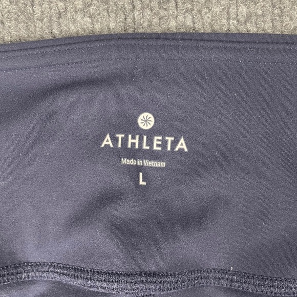 Athleta Leggings Womens Size L Navy Blue Mesh Panels Cropped Activewear Workout - Picture 9 of 13